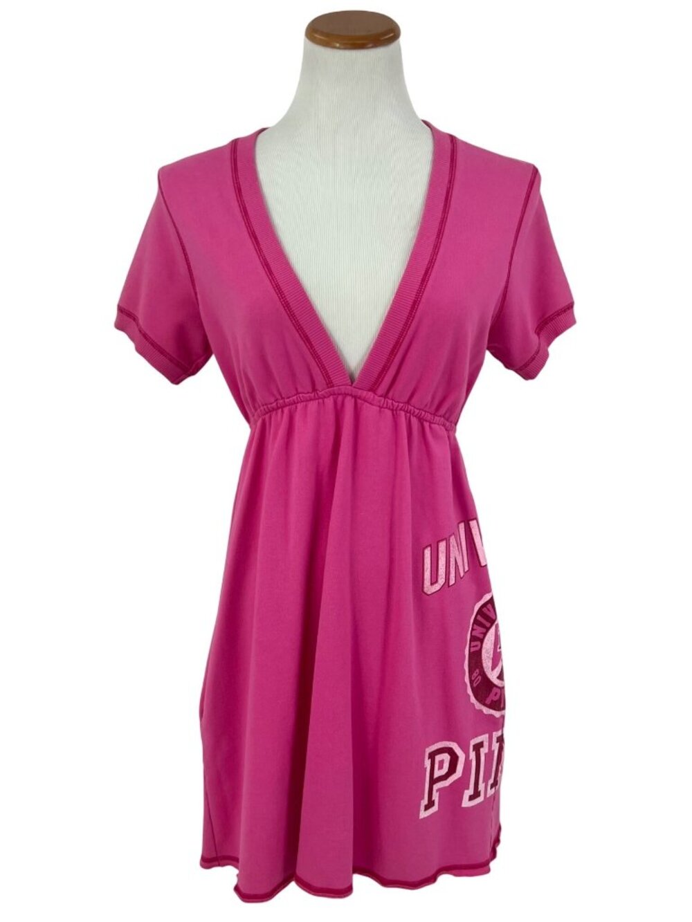 VTG Victoria's Secret PINK University Logo French Terry Babydoll Mini Dress S